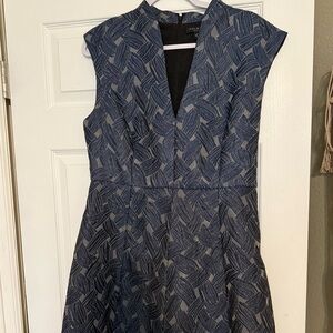 Halston Heritage Blue and Gray Dress